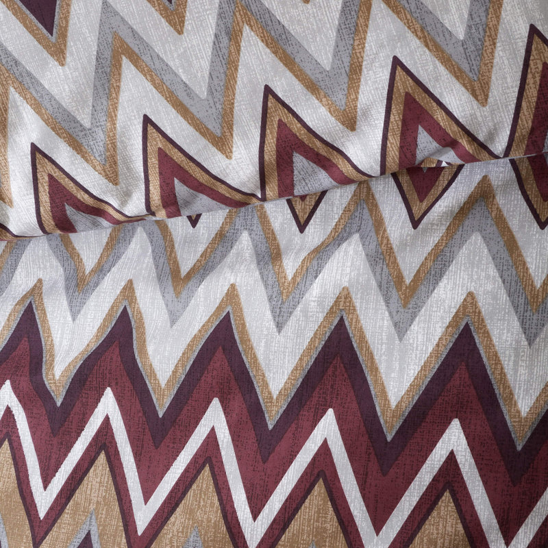 TYLER Cotton Blend Chevron Duvet Cover Set with Pillowcases, Purple, Super King Duvet Cover + 2 Standard Pillowcases
