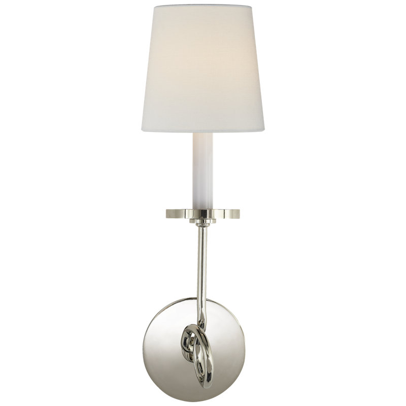Chapman & Myers Symmetric Twist Single Sconce, Polished Nickel, Fabric
