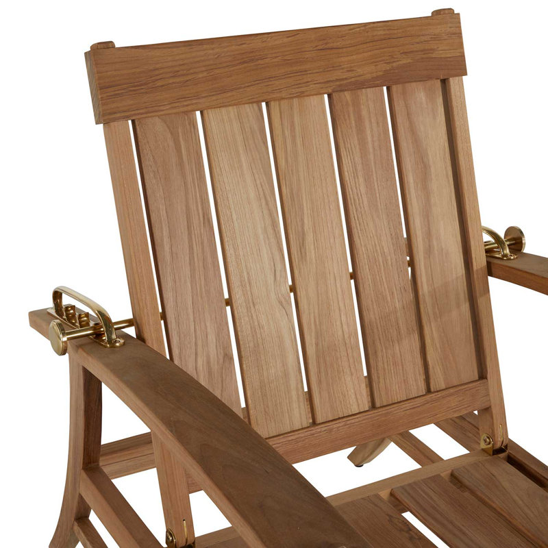 Croquet Teak Recliner Chair - Natural Teak, Natural Teak, Rollo Chambray InsideOut® Linen, Welt