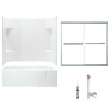60" W x 74.25" H Frameless Rectangle Sliding Tub & Shower Kit with Towel Bar and Base Included