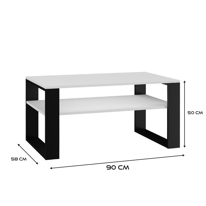 Jrake Sled Coffee Table with Storage, Black, White