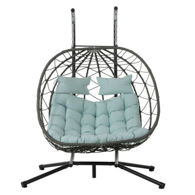 Fauteuil à œufs pour 2 personnes avec support Balancelle d'extérieur pour l'extérieur