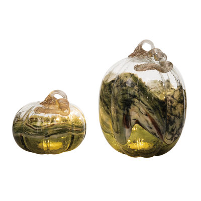 Ensemble de 2 citrouilles en verre 10,5 po 