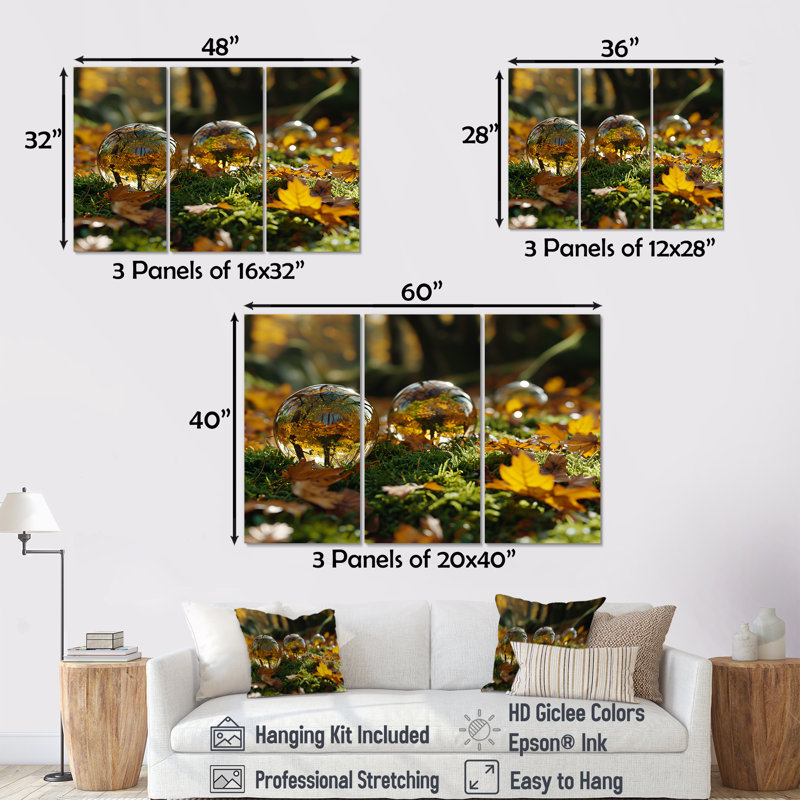 Dimatteo - Ensemble d'art mural paysage abstrait, Toile tendue, H 32 po x l 48 po x P 1 po