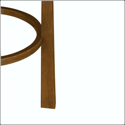 Wooden Upholstered Barstool - Dark Walnut Finish with Ivory Cushion (Set of 2)
