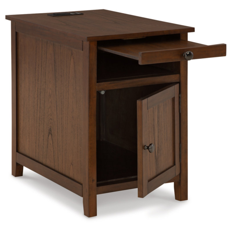 Dalson End Table and Built-In Outlets, Brown