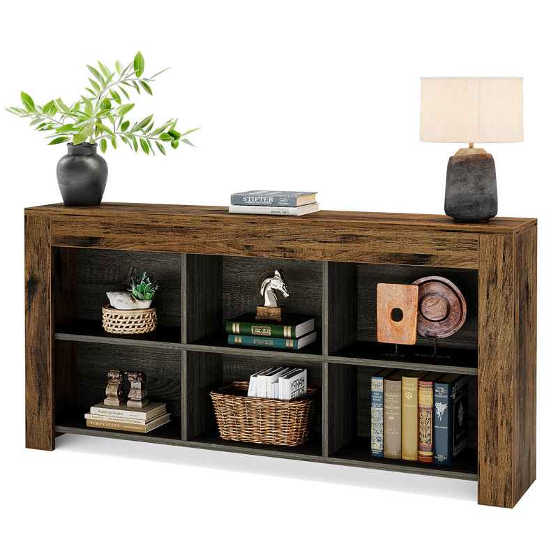 63-Inch Long Wood Console Table, Rustic Brown