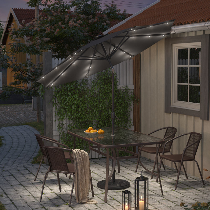 Brailynn Lighted Market Parasol, Dark Grey