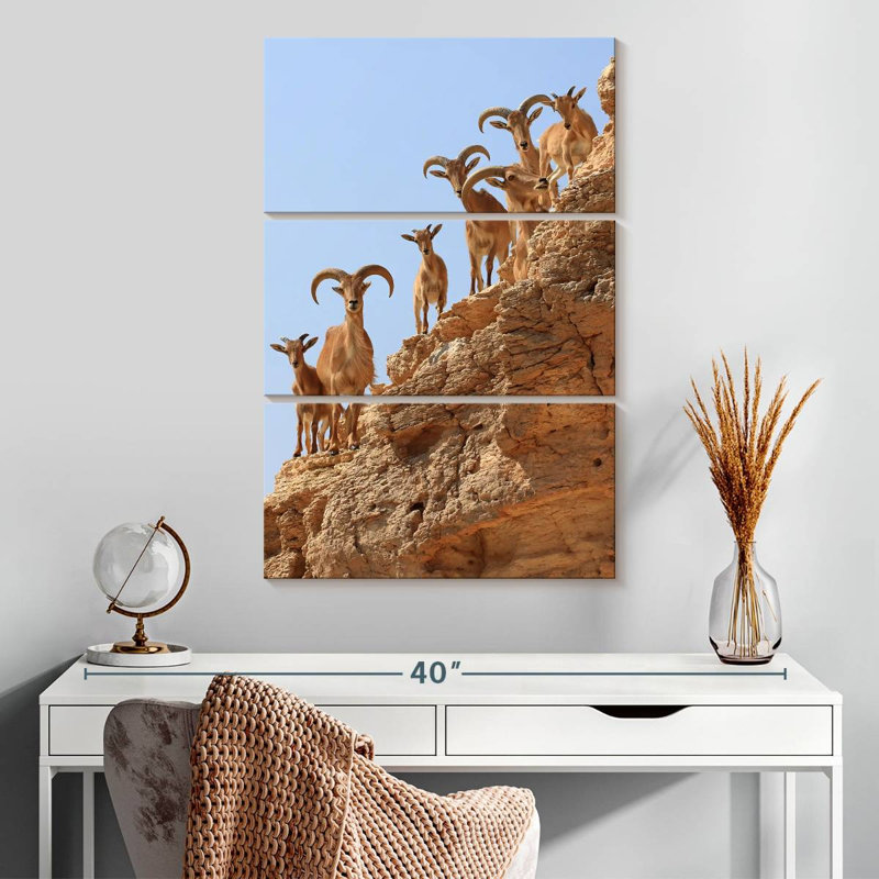 Brampt Goat Herd On Cliff, 32" H x 20" W