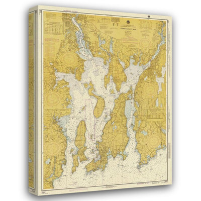 NOAA Historical Map and Chart Collection Nautical Chart - Narragansett Bay ca. 1975 - Sepia Tinted