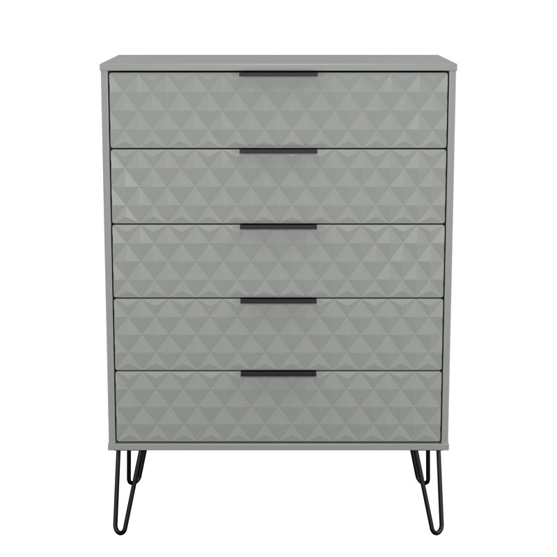 Talita 77 cm W Chest of 5 Drawers, Grey