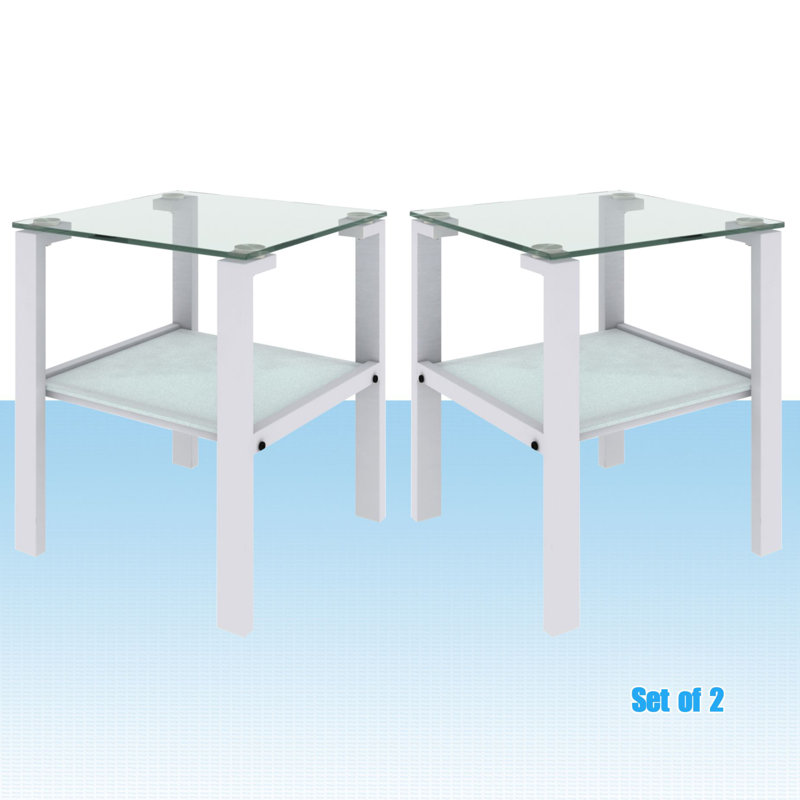 Ensemble de tables de bout en verre Eshanti, blanc