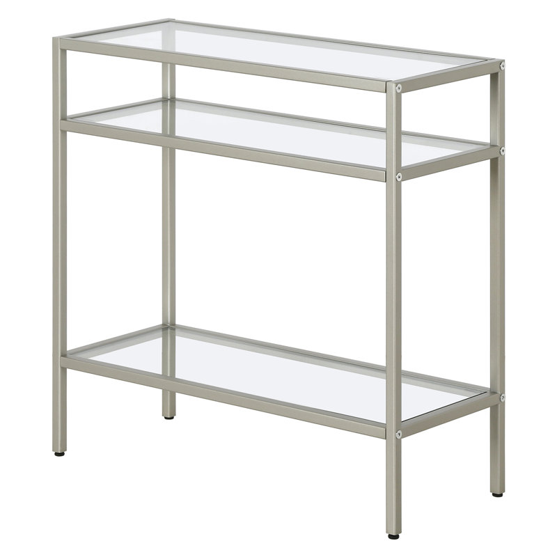 Glass Top End Table, Satin Nickel