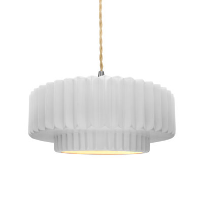 Gela 1-Light Ceramic and Metal Drum Pendant