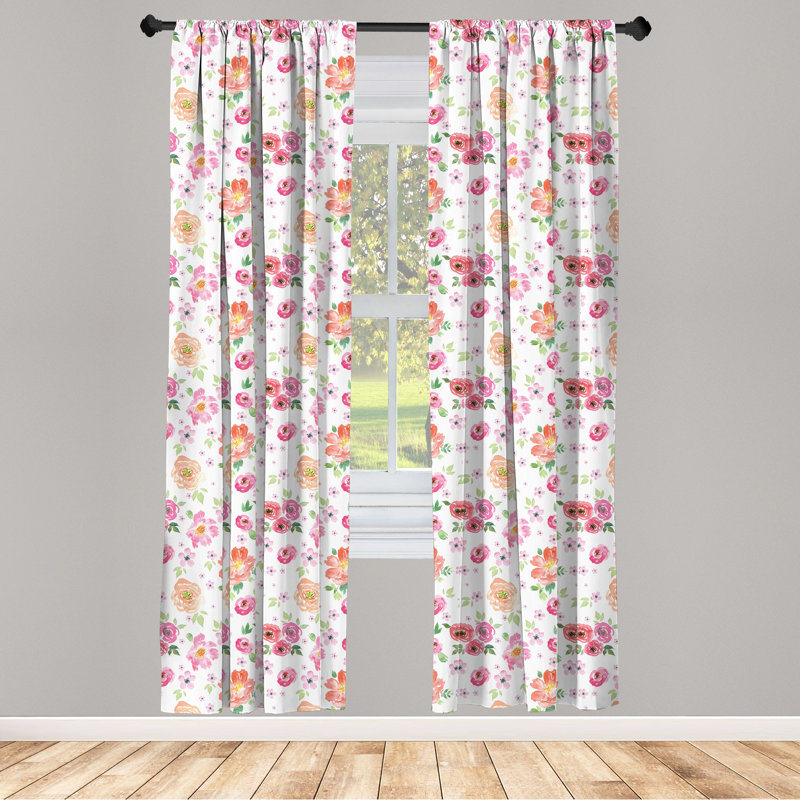 Pale Pink Semi-Sheer Rod Pocket Curtain Panels, 28" x 84"