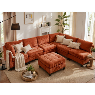 Canapé-lit modulaire avec repose-pieds Chenille