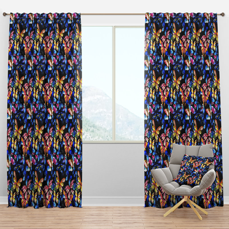 Panneau de rideau simple semi-diaphane avec passe-tringle Butterfly, L 52 po x L 63 po