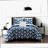 HexaComfort 4-Piece Geometric Queen Comforter Set - Modern Hexagon Pattern Print Design Bedding with Decorative Pillow Shams in Blue.
