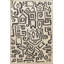 Tapis décoratif moderne à motif abstrait noir et beige-1853678476