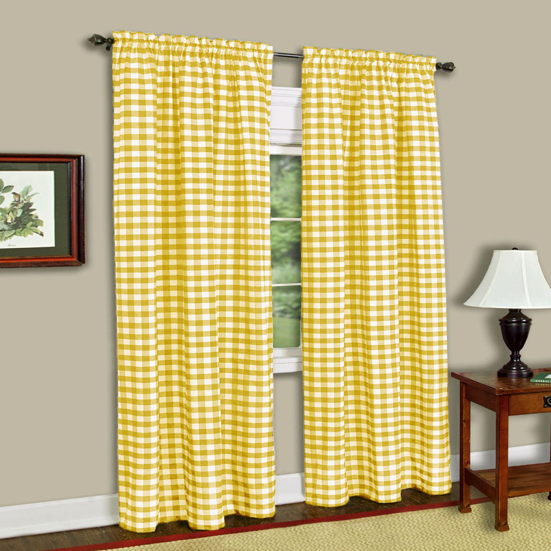Aerilyn Buffalo Plaid Checkered Gingham Farmhouse Extra Long Window Curtain Panel, Black, 42" W x 95" L