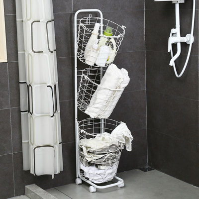 Metal Rolling Laundry Sorter with Handles