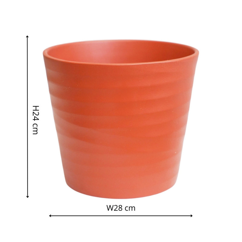 Ceramic Pot Planter, Orange, 24cm H x 28cm W x 28cm D