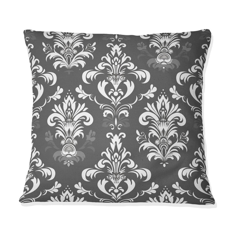 Dark Gray Glamour Luxe II - Transitional Throw Pillow, 18"H x 18"W