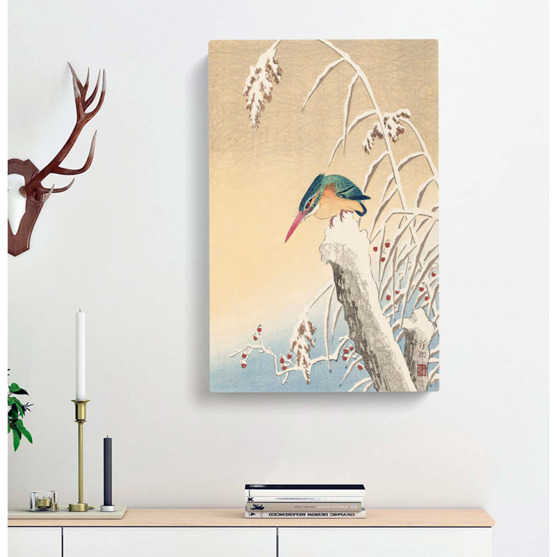 Kingfisher In The Snow by Ohara Koson - Wrapped Canvas Painting, 60cm H x 40cm W x 3cm D