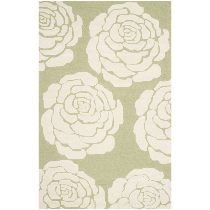Cannen Hand Tufted Wool Floral Rug, Rectangle 8' x 10'