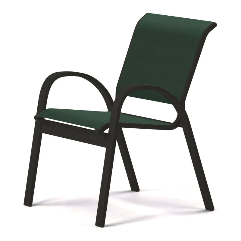 Aruba 1 Outdoor Dining Armchair, Textured Black, Forest Forest Green 22D Sunbrella®