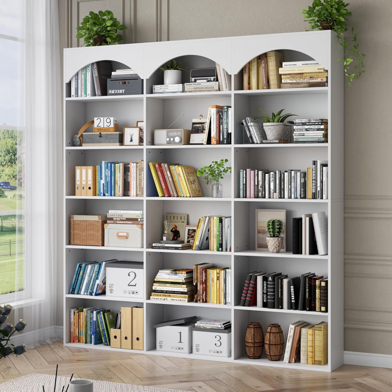 Bibliothèque triple large 71 po x 59 po x 9,25 po, Blanc