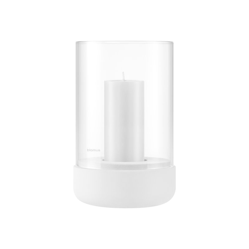 Calma Hurricane Candle Holder, 7.9" H x 4.7" W x 4.7" D, Pure White
