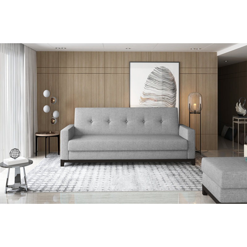 Linzy 3 Seater Sofa Bed, Light Grey, Walnut