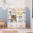 Kids Bookshelf With 2 Storage Drawers, Front-Facing Children's Bookcase And Toy Organizer, Multi-Tier Reading Shelf For Toddlers, Playroom, Bedroom, Or Nursery - White