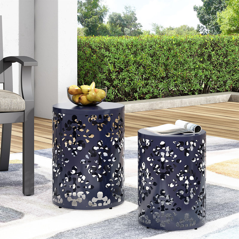 Metal S/2 End Table(Only Including Table), Navy Blue