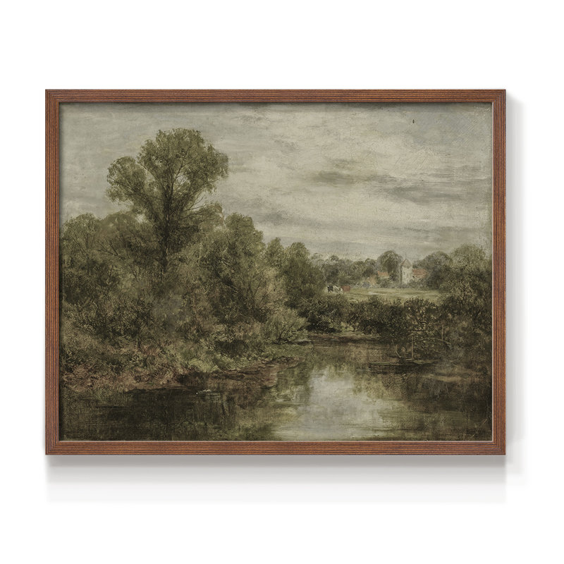 Paysages rétro-DCCXI-impression encadrée - réaménageable, Noyer, H 11 po x l 14 po
