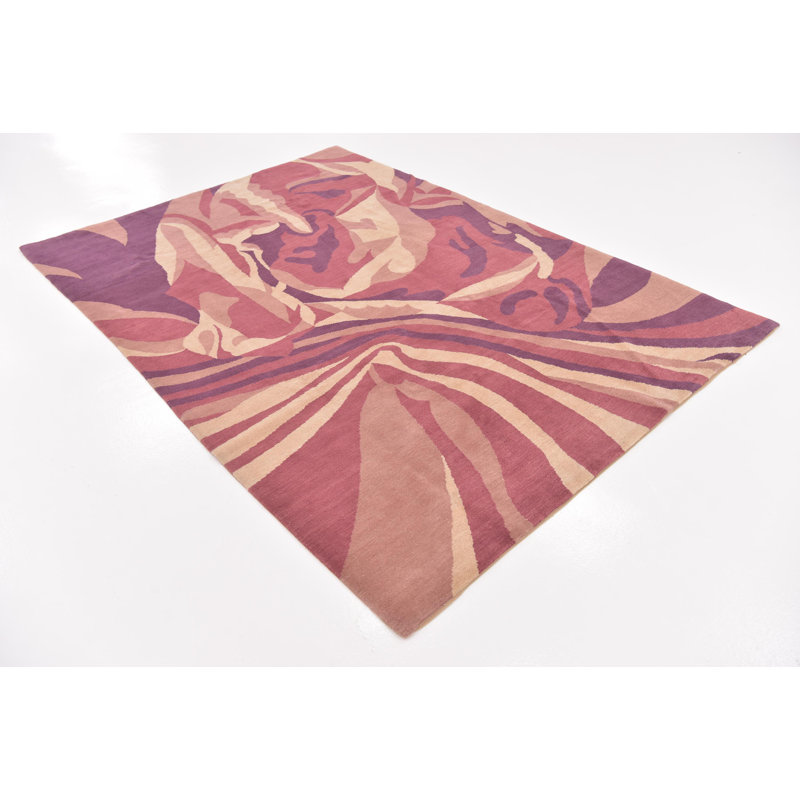 Tapis de zone en laine noué la 6 pi 3 po x 9 pi one-of-kind à la main Ollert