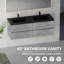 Meuble-lavabo flottant mural de 60 pouces avec deux lavabos en quartz, tiroirs à fermeture en douceur et finition gris ciment-1348095730