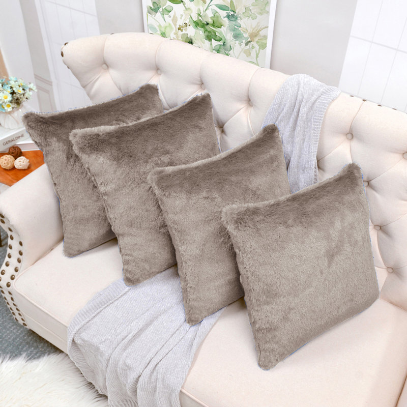 Housse de coussin réversible en fausse fourrure, Champignons