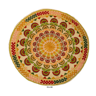 Coussin brodé rond en coton