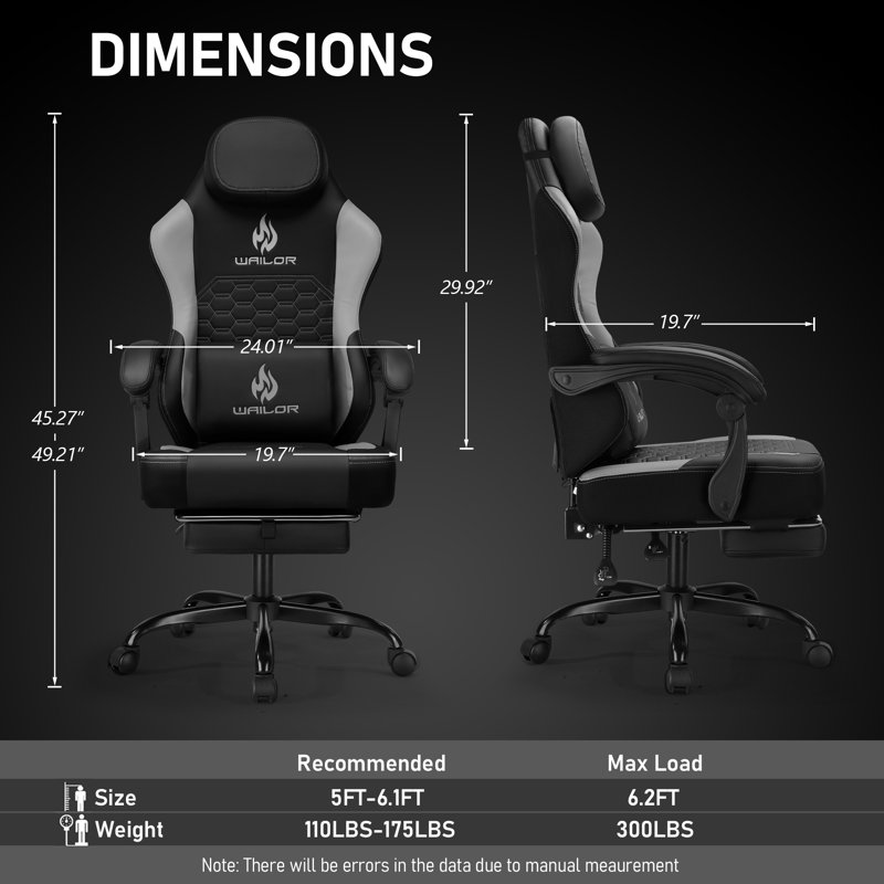 Massage Video Game Chair With Pocket Spring Cushion, High Back Ergonomic Computer Chair With Footrest For Adults, Racing Style Computer Chair With Headrest And Lumbar Support