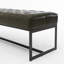 130cm Wide Genuine Leather Bench Tufted Iron Frame -1314316917