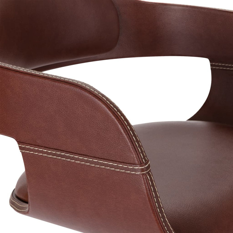 2 chaises George Oliver en bois cintré crème et similicuir George Oliver, Brun, 1 Piece