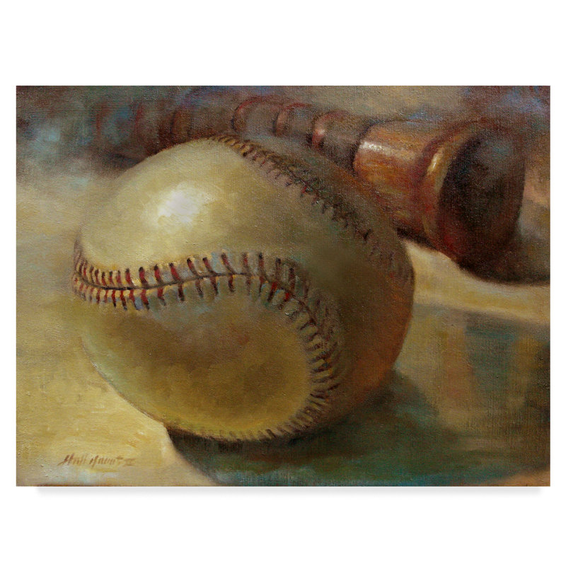 Hall Groat II Baseball with Bat Canvas Art 14x19