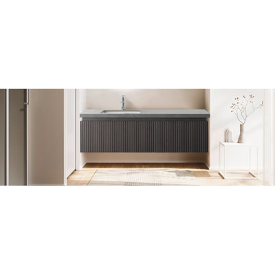 Luxury Floating Vanity With Armani Limestone Countertop