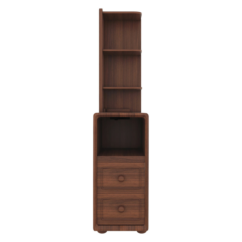 End Table With Drawers, Corner Table With Open Shelves, Tall Side Table For Bedroom And Corner