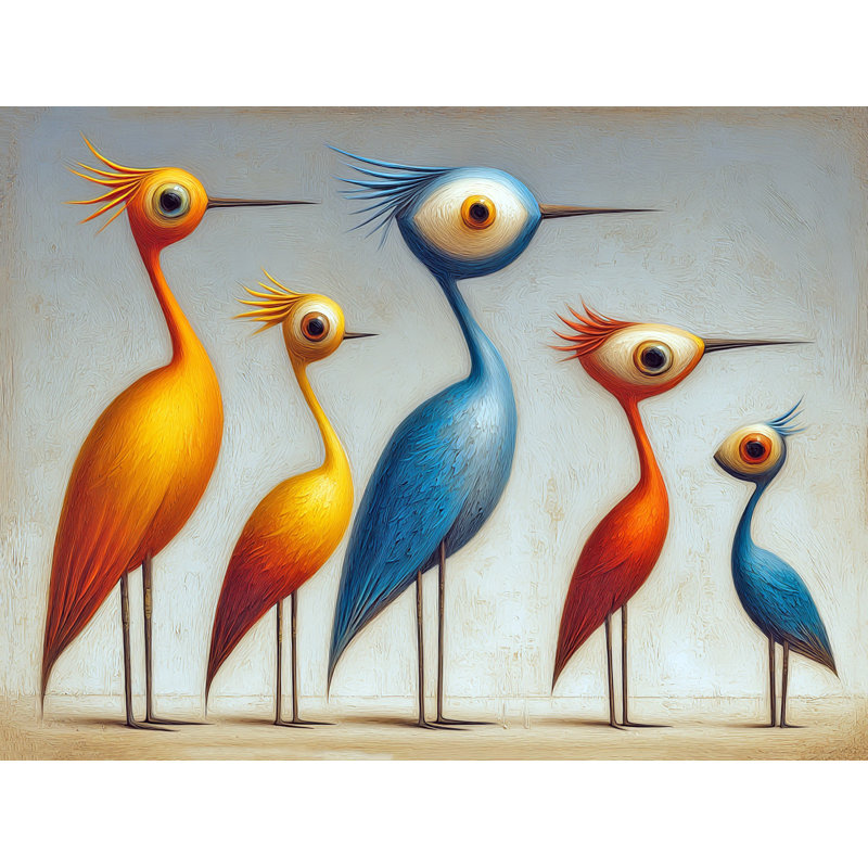 Oiseaux d’expression - Hérons accrocheurs surréels, H 36 po x l 48 po