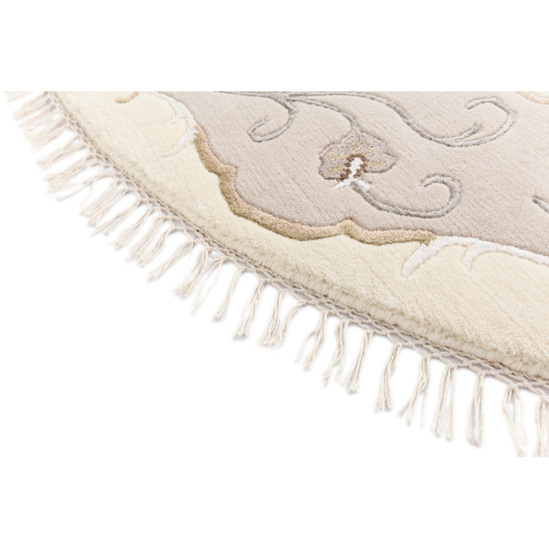 Tapis rond rond beige clair Indira