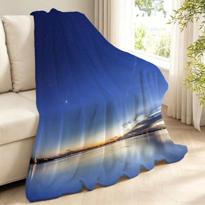 Jeté en molleton bleu flanelle ultra doux, beau coucher de soleil au crépuscule, Jeté 40 po x 50 po