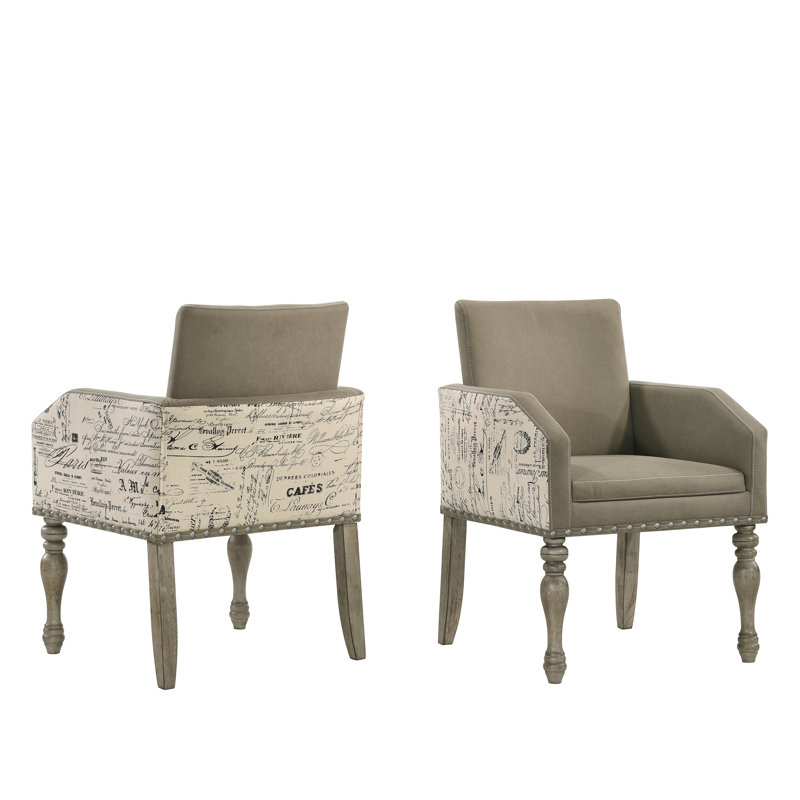 Chaise avec accoudoirs rembourrée Dacher en brun